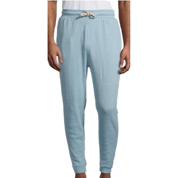 ONIA Jogger Sweatpants Men‎ Large NWT Blue Waffle Knit Pockets Drawstring Luxe - Picture 1 of 5